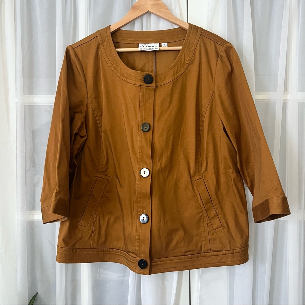 Linea By Louis Dell’Olio Mustard Brown Blazer Jacket Women's Size 1X